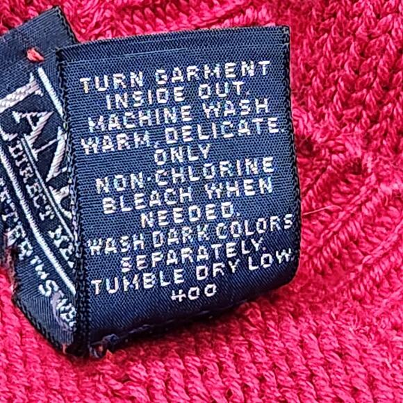 Vintage Lands End Sweater Mens Large Tall Red Drifter V Neck Knit Made USA 90s - Picture 11 of 11